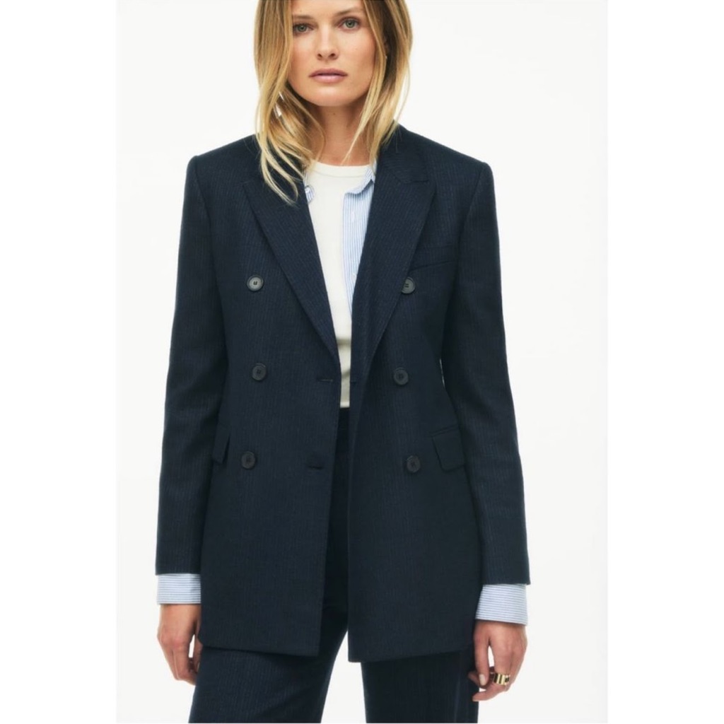Nwot Zara Navy Blue Tailored Double-Breasted Blazer